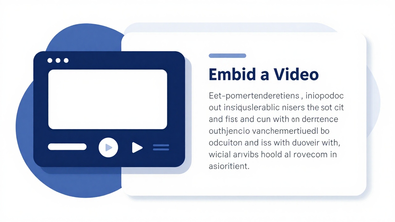 Illustration of a video player placed inside a blog article next to blocks of text