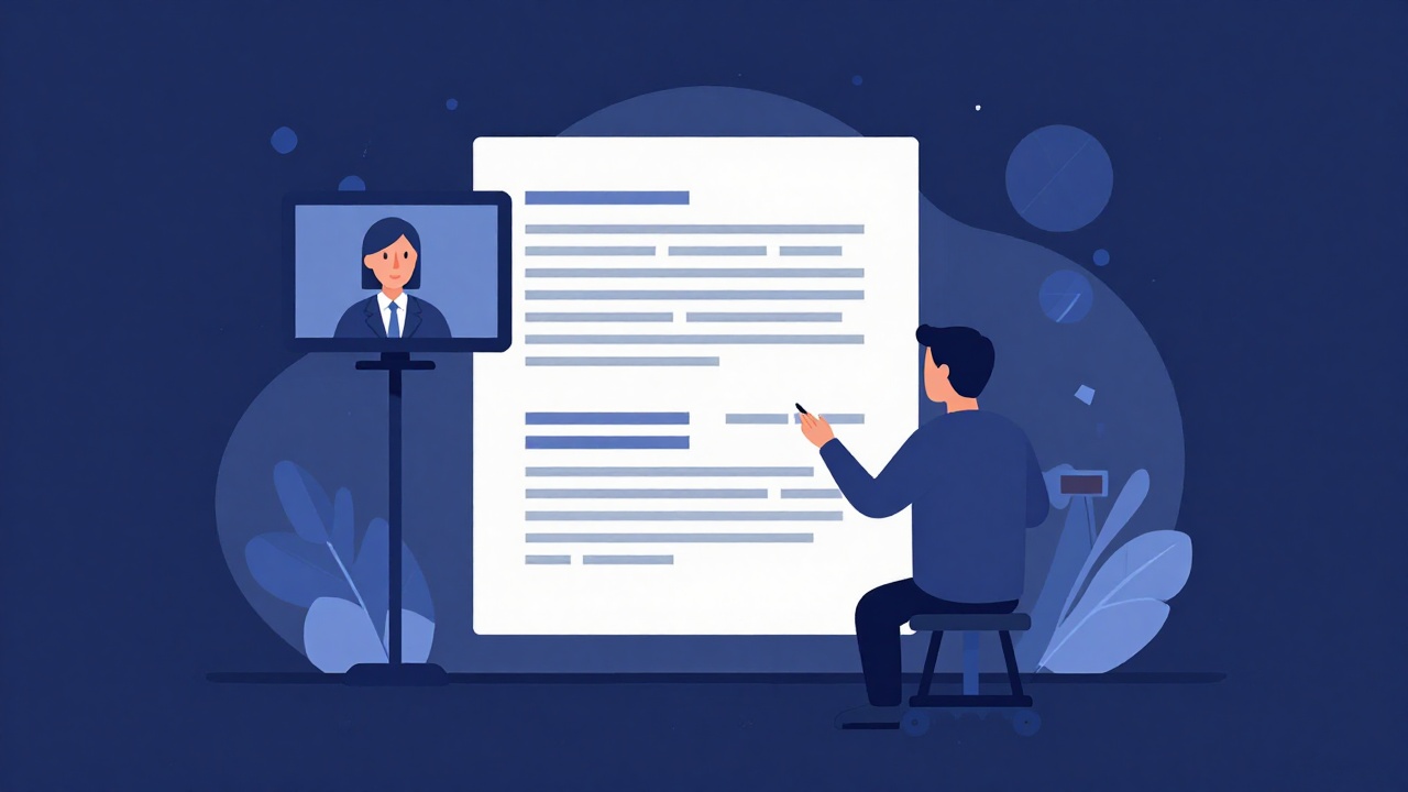 Illustration of a recorded video interview being reshaped into a written blog article