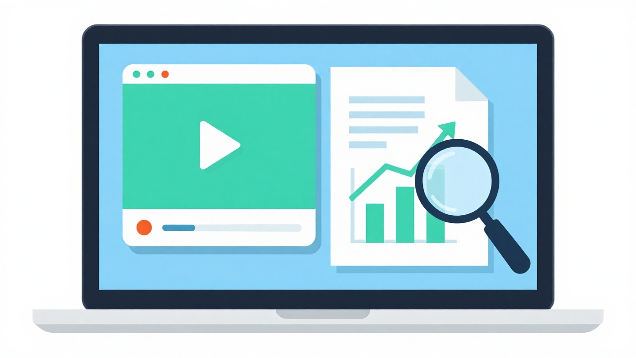 Illustration of a video player and a blog article climbing a rising search chart together