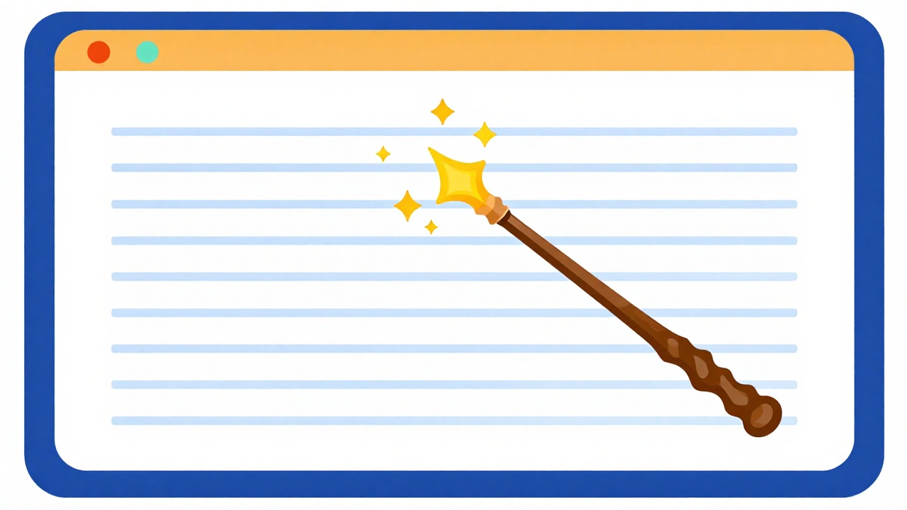Une baguette magique avec des étincelles transformant une vidéo en document formaté